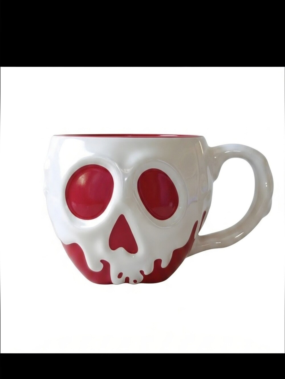 Disney Store Snow White Evil Queen Poison Apple Mug Drip Face Red White Ceramic